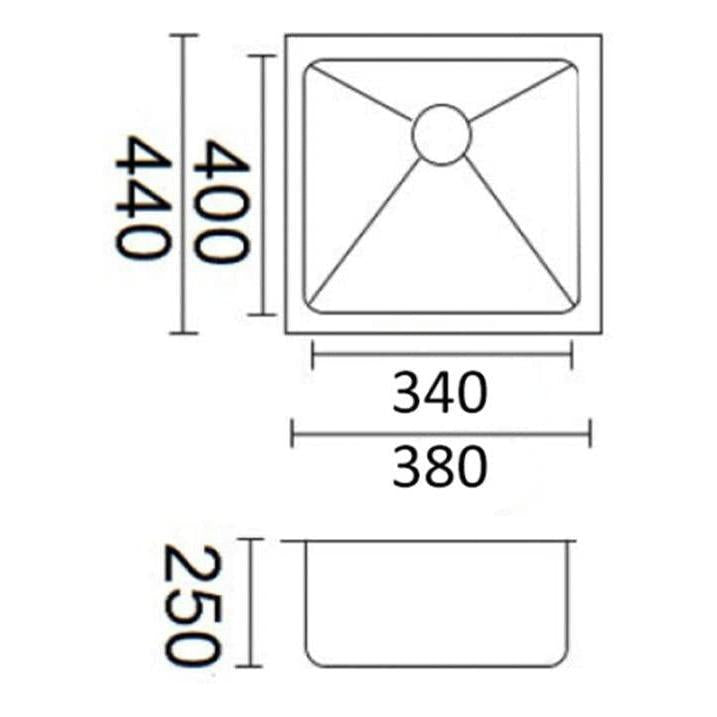 Luminare Single Bowl Sink Basin 380 x 440mm Stainless Steel Satin