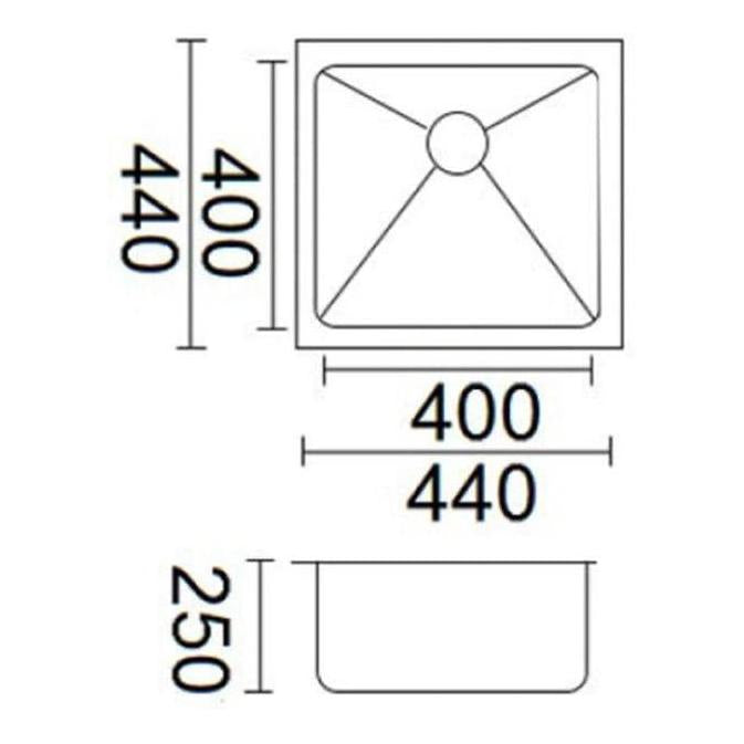Luminare Single Bowl Sink Basin 440 x 440mm Stainless