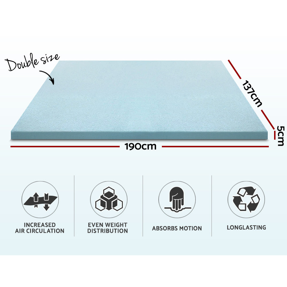 Giselle Bedding Memory Foam Mattress Topper Cool Gel 5cm Double - RV Online