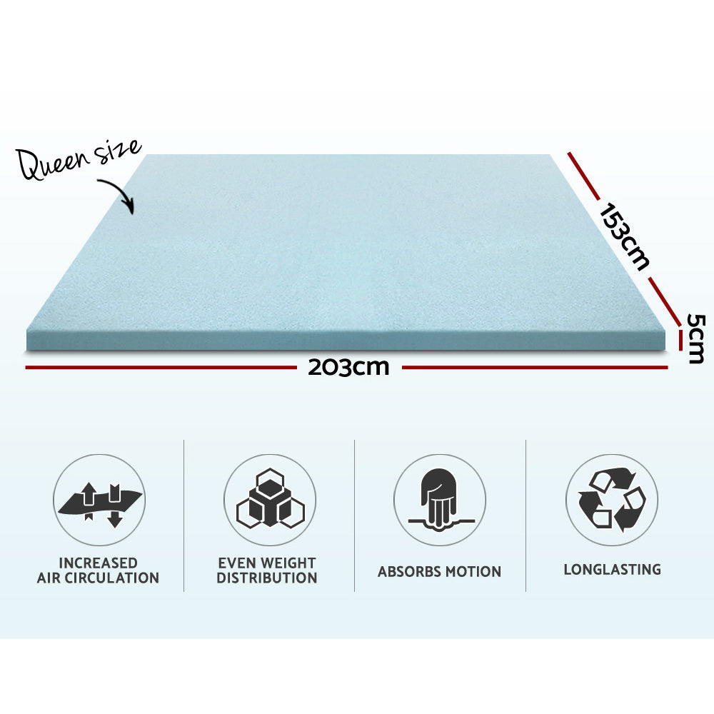 Giselle Bedding Memory Foam Mattress Topper Cool Gel 5cm Queen - RV Online