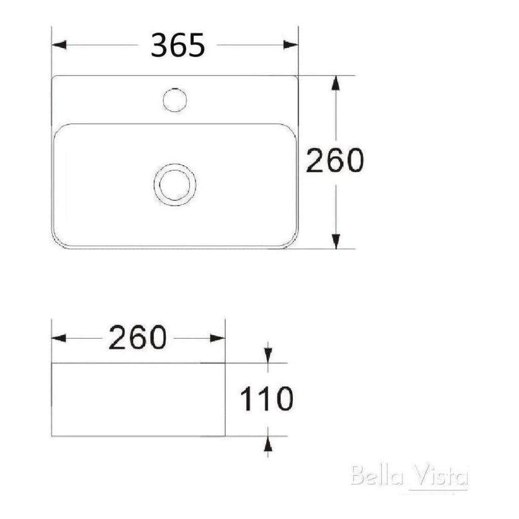 Mallory Ceramic Single Bowl Sink 365 x 260x110mm Black