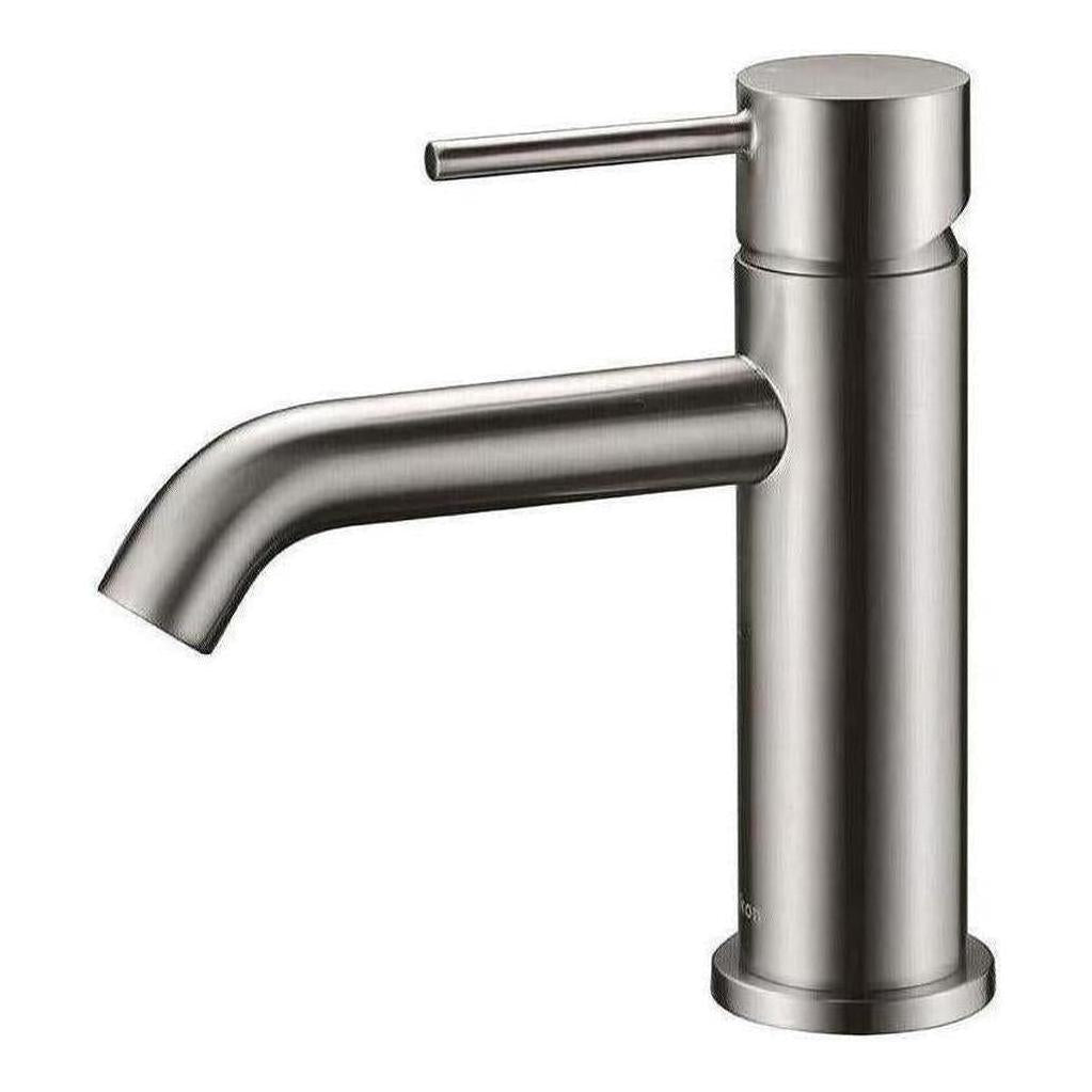 Mica Basin Sink Tap Mixer Curved Spout Brushed Nickel