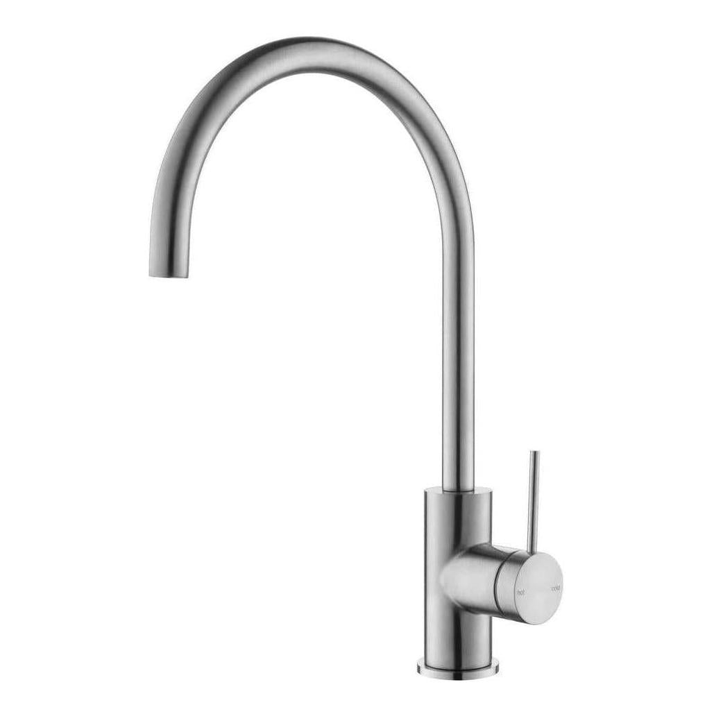Mica Gooseneck Kitchen Tap Sink Mixer Brushed Nickel