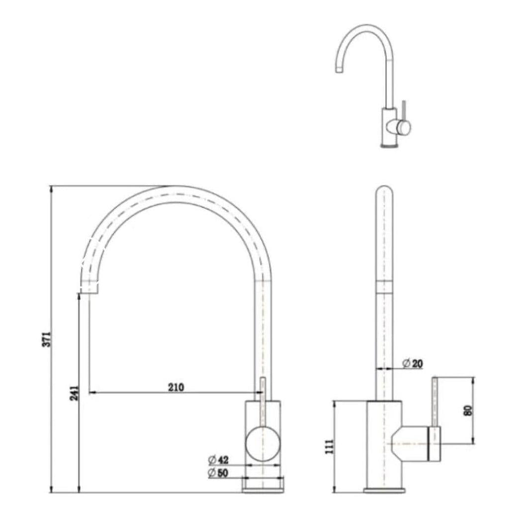 Mica Gooseneck Kitchen Tap Sink Mixer Dusk Bronze