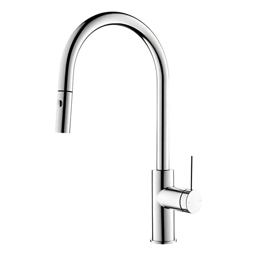Mica Pull-Out Gooseneck Kitchen Sink Tap Mixer Chrome