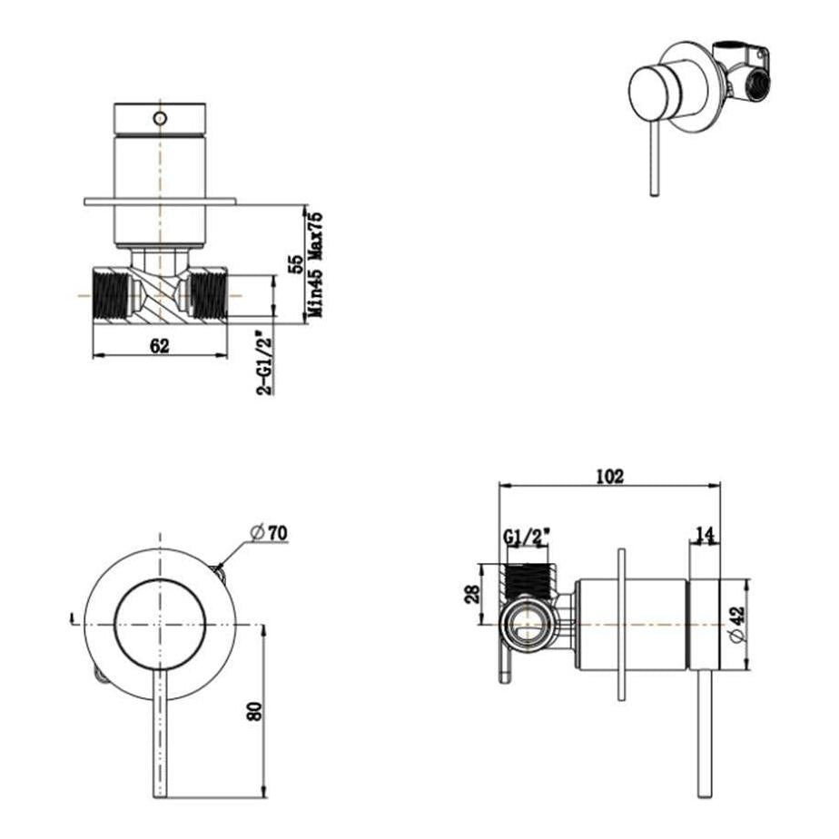 Mica Shower / Wall Tap Mixer - Trim Kit Chrome