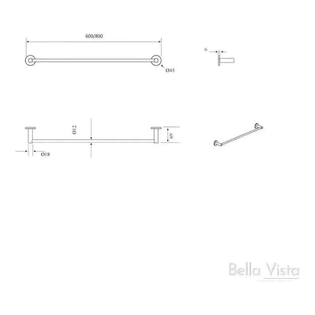 Mica Single Rail Towel Rack 600mm French Gold