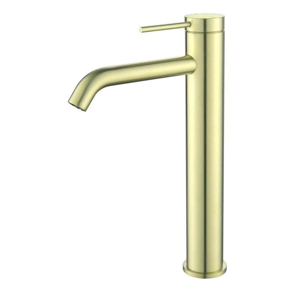 Mica Tall Basin Sink Tap Mixer Curved Spout French Gold