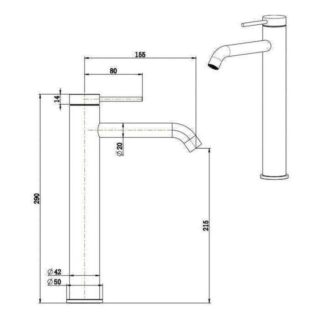 Mica Tall Basin Sink Tap Mixer Curved Spout Gunmetal