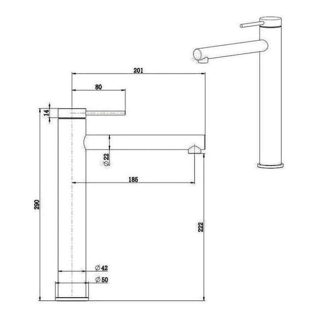 Mica Tall Basin Sink Tap Mixer Straight Black