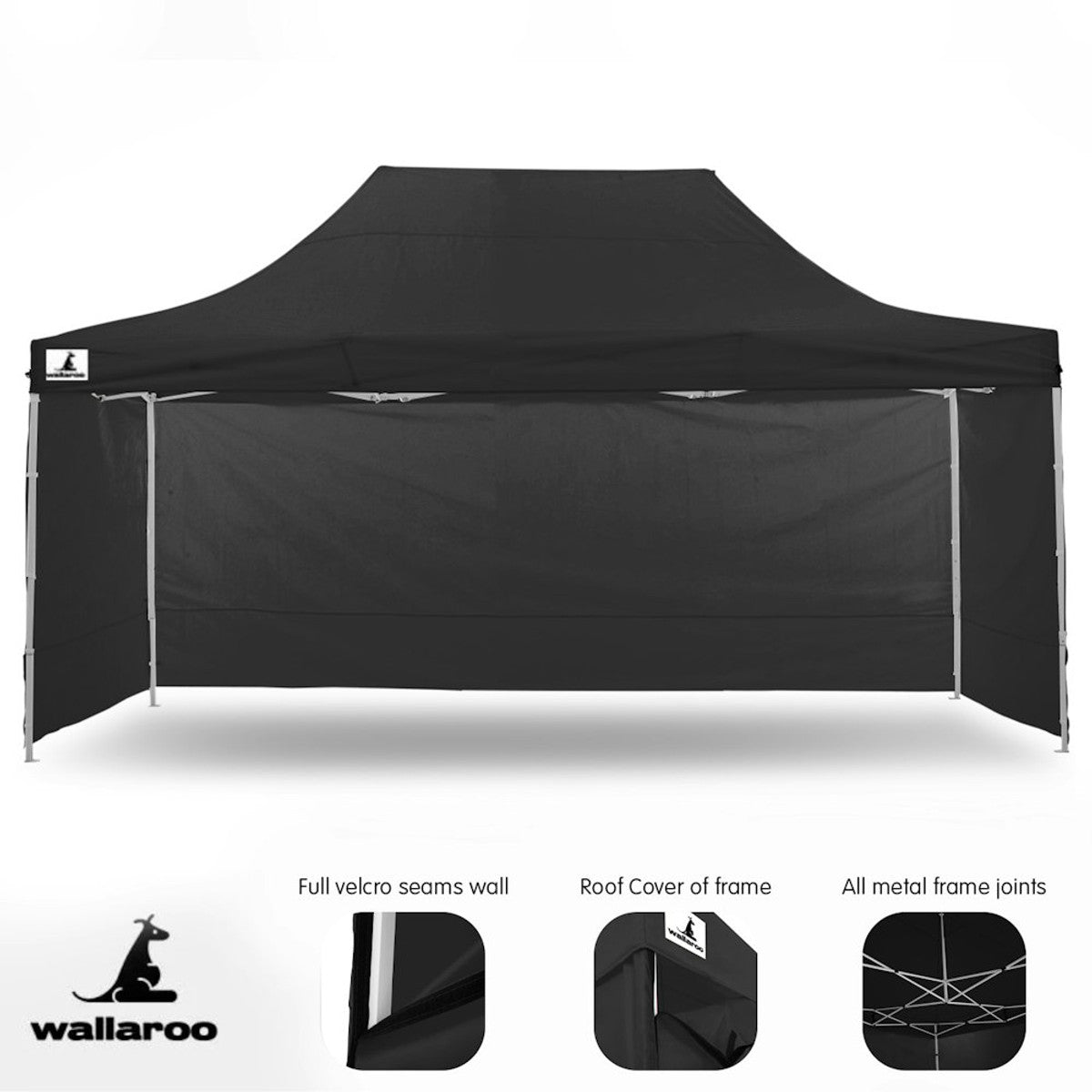 Wallaroo Gazebo Tent Marquee 3x4.5m Black