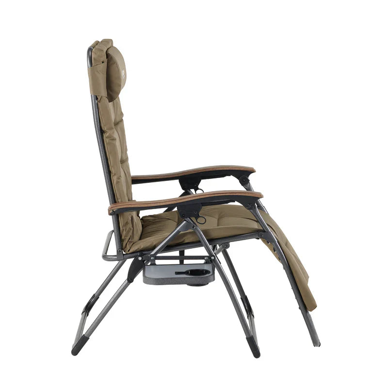 OZTRAIL BRAMPTON Sun Lounge Chair With Side Table & Drink Holder 150 kg