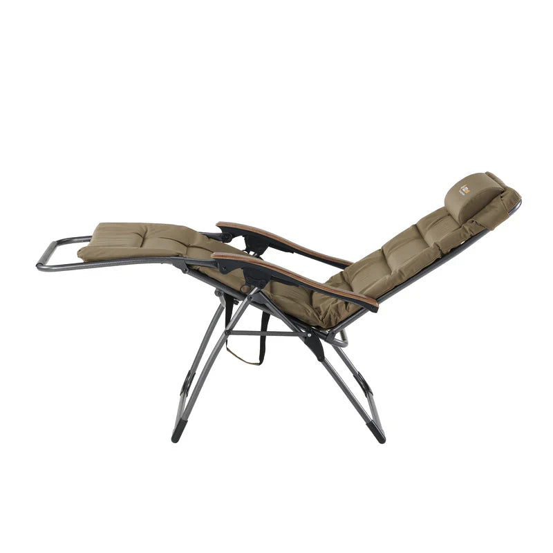 OZTRAIL BRAMPTON Sun Lounge Chair With Side Table & Drink Holder 150 kg