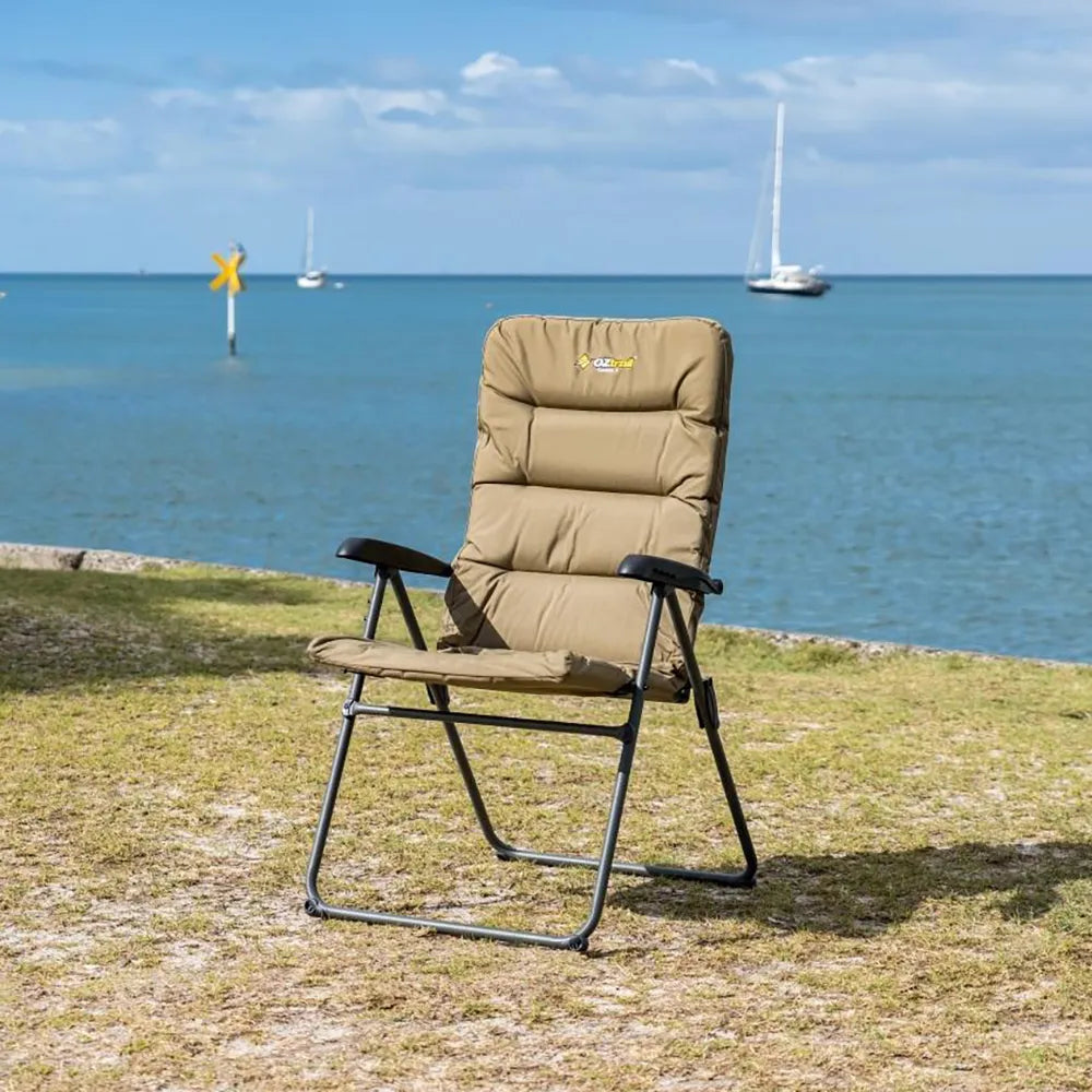 OZTRAIL Coolum 5 Position Recliner Chair Inc Drink Holder