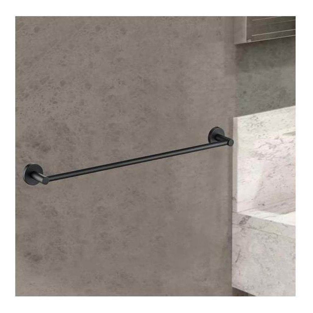 Opus Round Single Rail Towel Rack 600mm Black