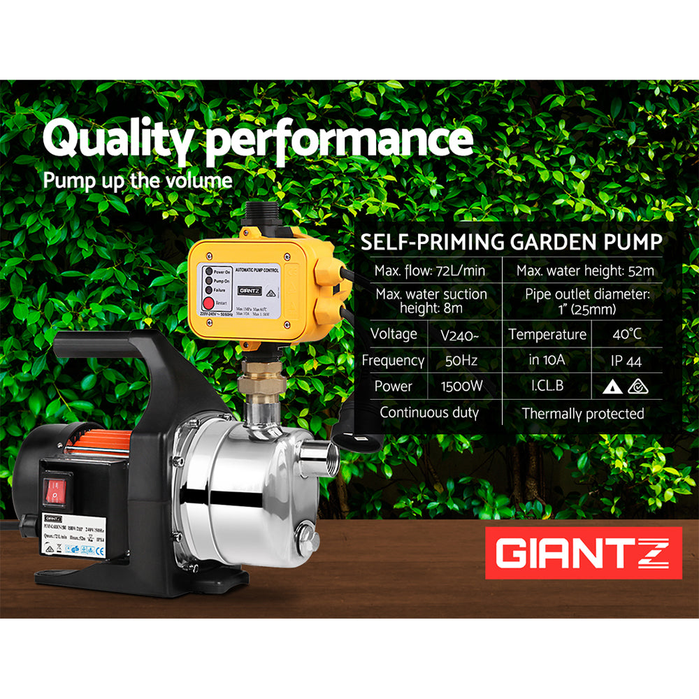 Giantz Garden Water Pump High Pressure 1500W Yellow
