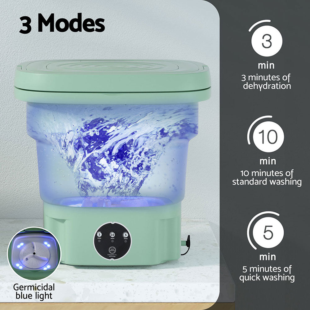 Devanti Portable Foldable Washing Machine 8L Green