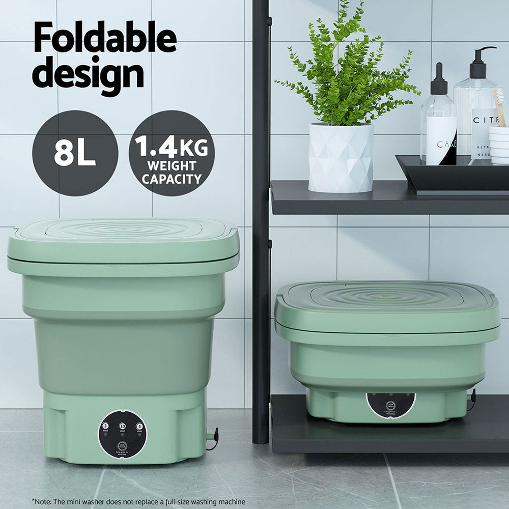 Devanti Portable Foldable Washing Machine 8L Green