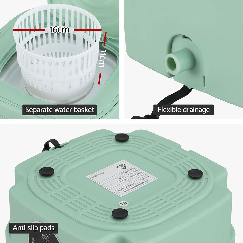 Devanti Portable Foldable Washing Machine 8L Green