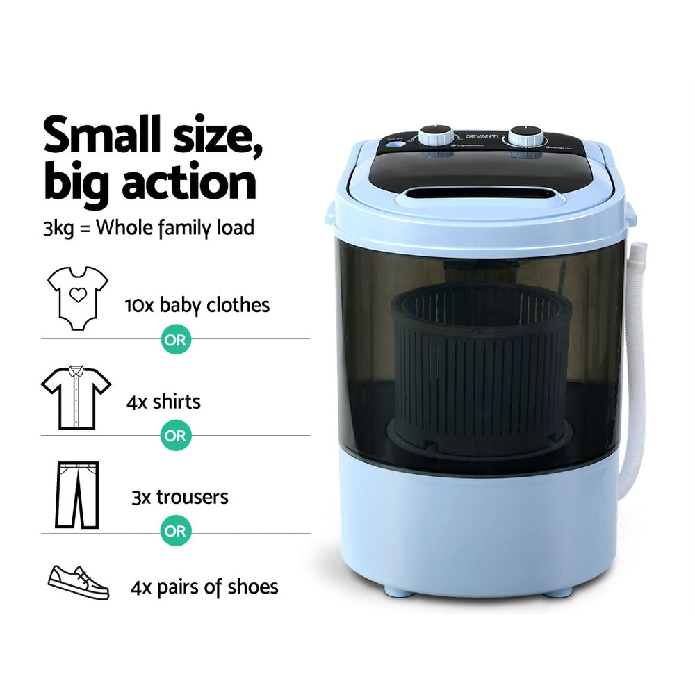 Devanti Portable Washing Machine 3kg - RV Online