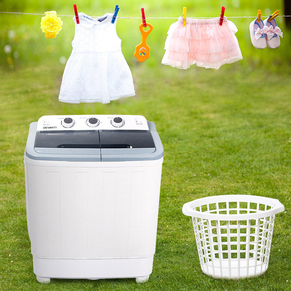 Devanti Portable Washing Machine Twin Tub 5kg White