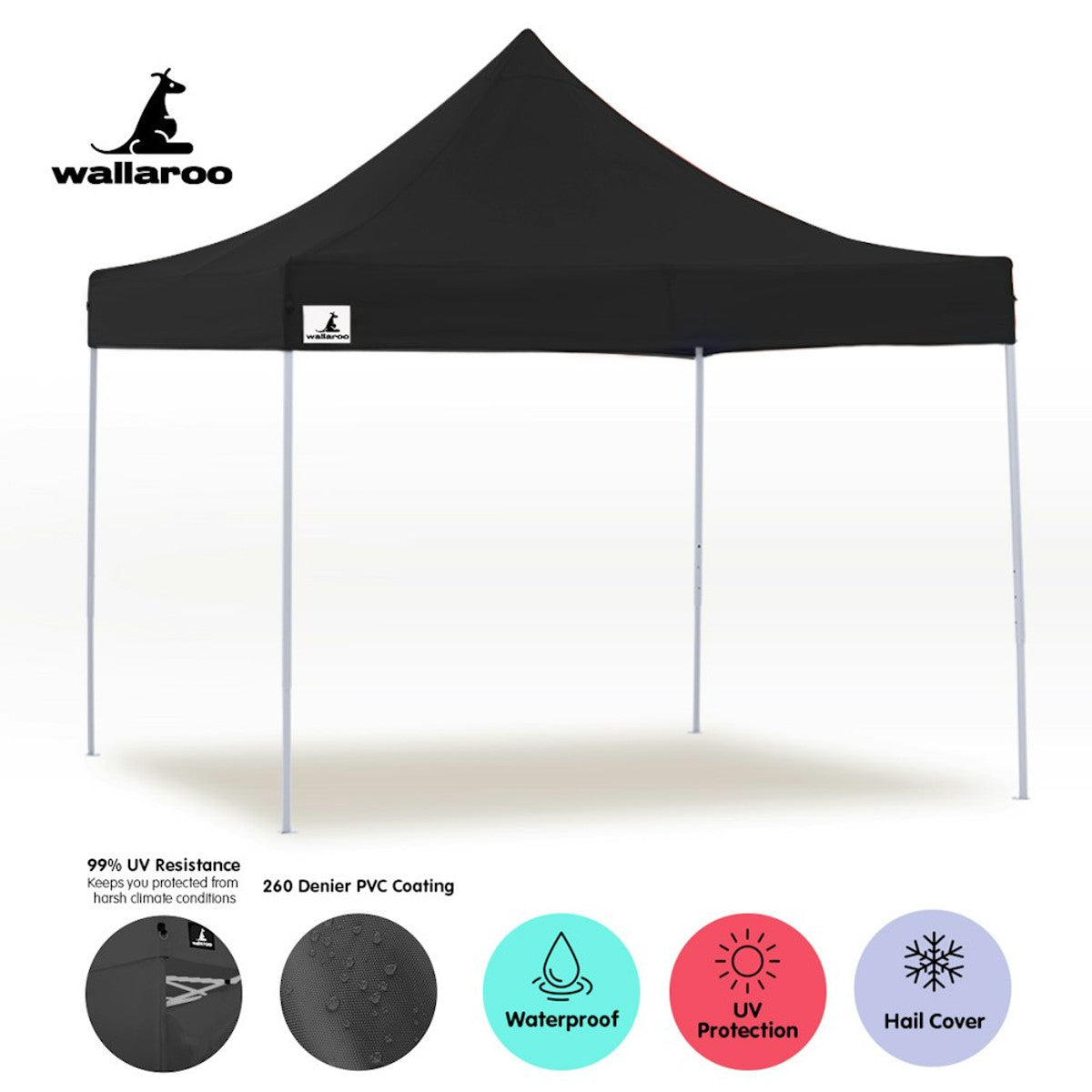 Wallaroo Gazebo Tent Marquee 3x3 Black