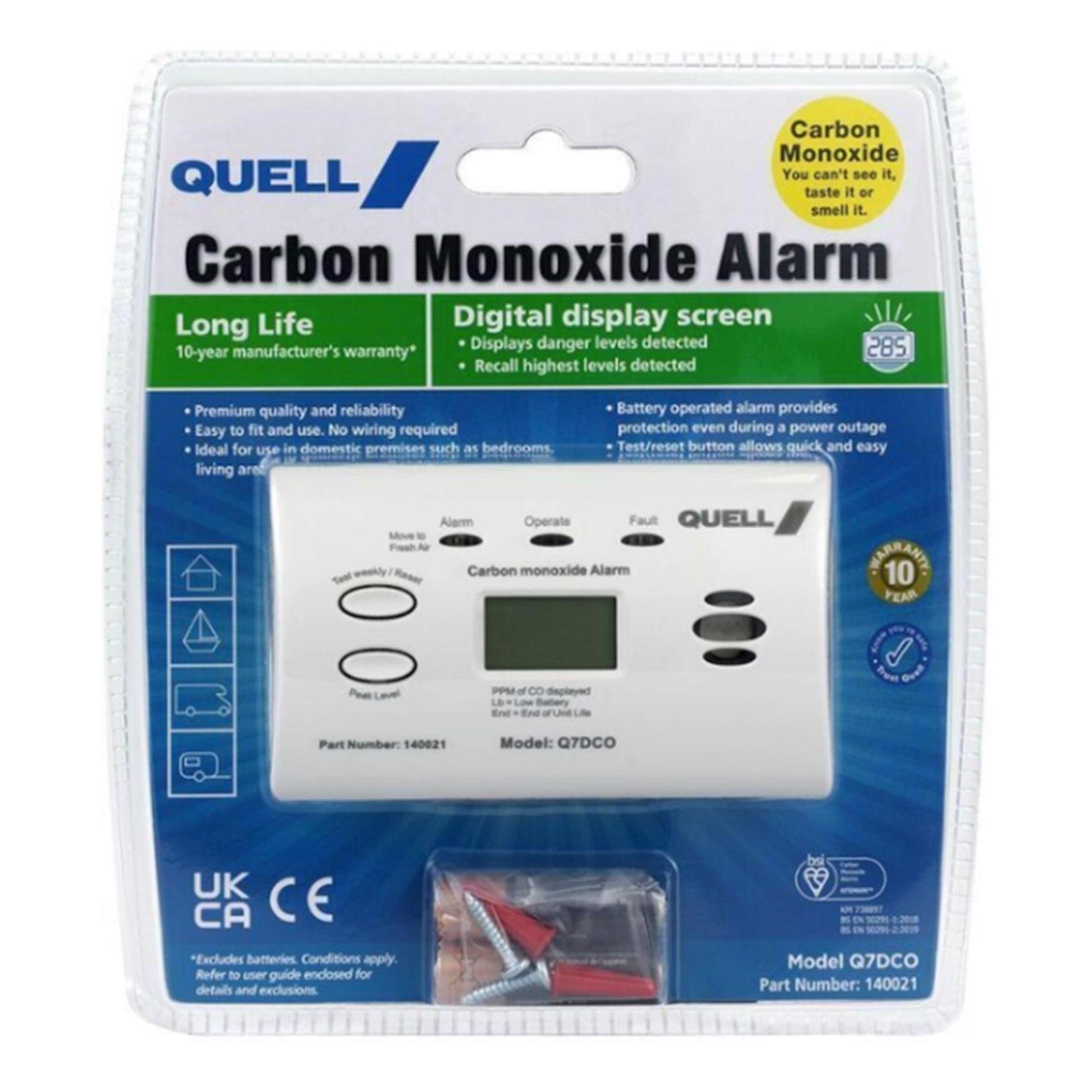 Quell Carbon Monoxide Digital Display Detector Alarm