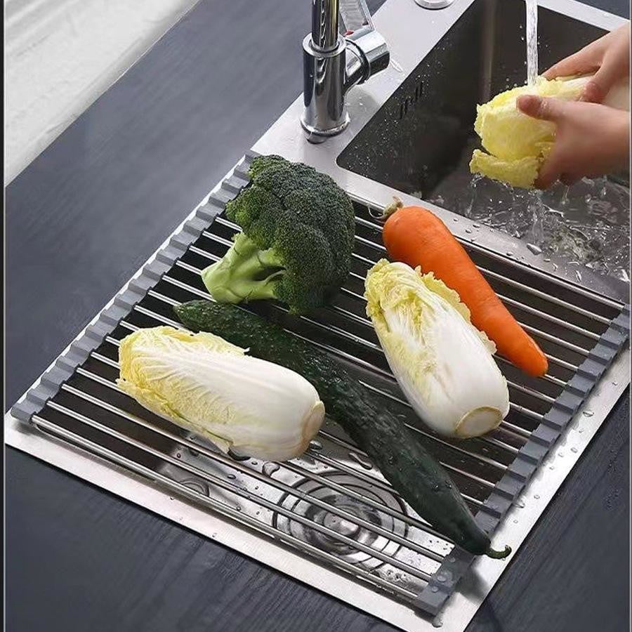 Roll Up Foldable Dish Drying Rack 330 x 425mm - Gun Metal