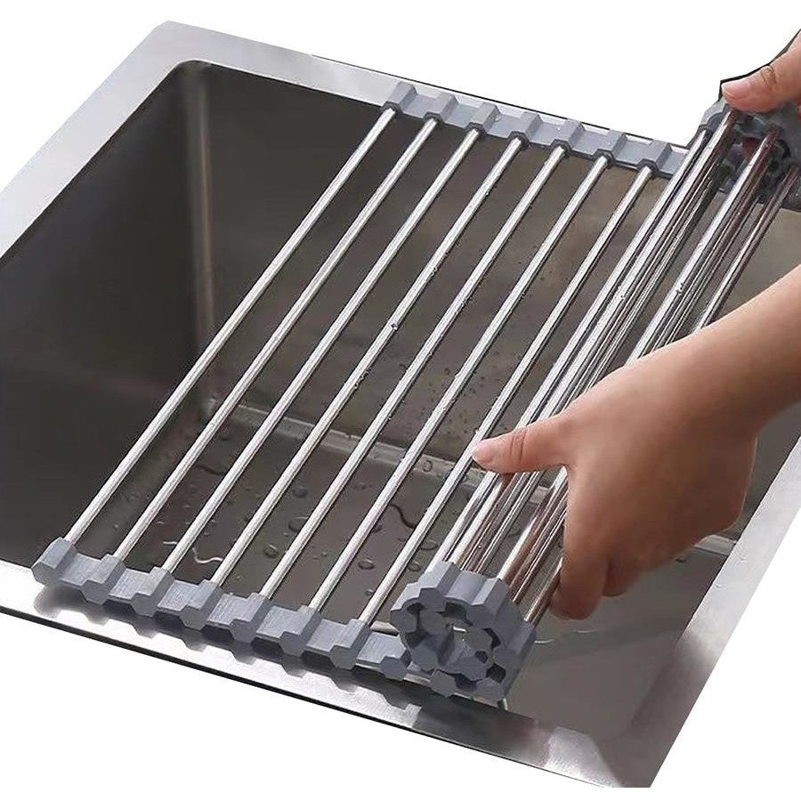 Roll Up Foldable Dish Drying Rack 330 x 425mm - Gun Metal