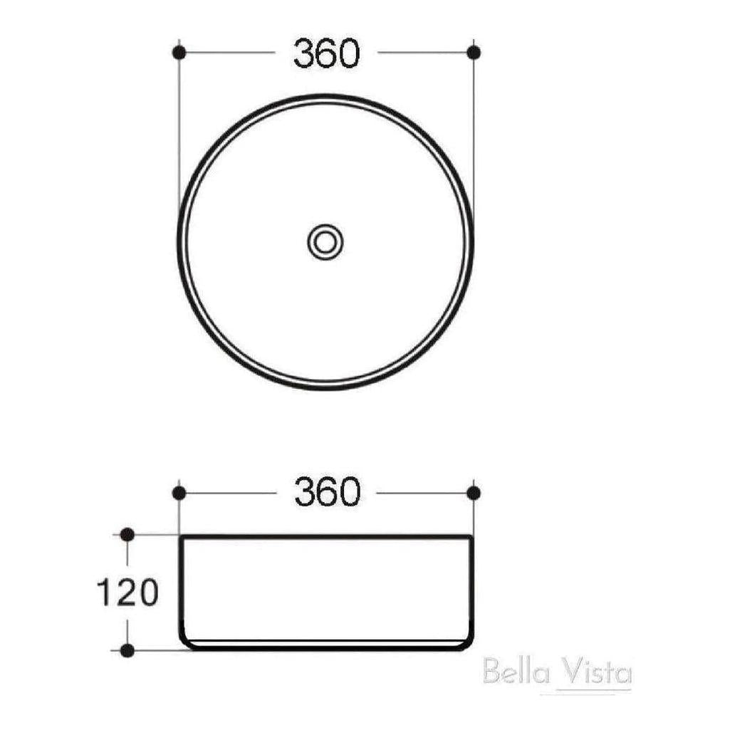 Rotonda Ceramic Basin Sink Round 360 x 120mm Black