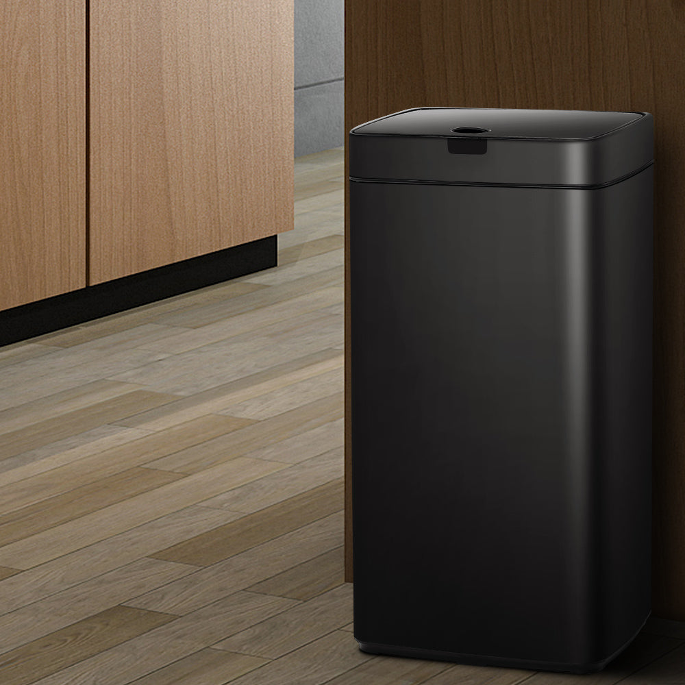 Devanti 45L Motion Sensor Bin Rubbish Automatic Black - RV Online