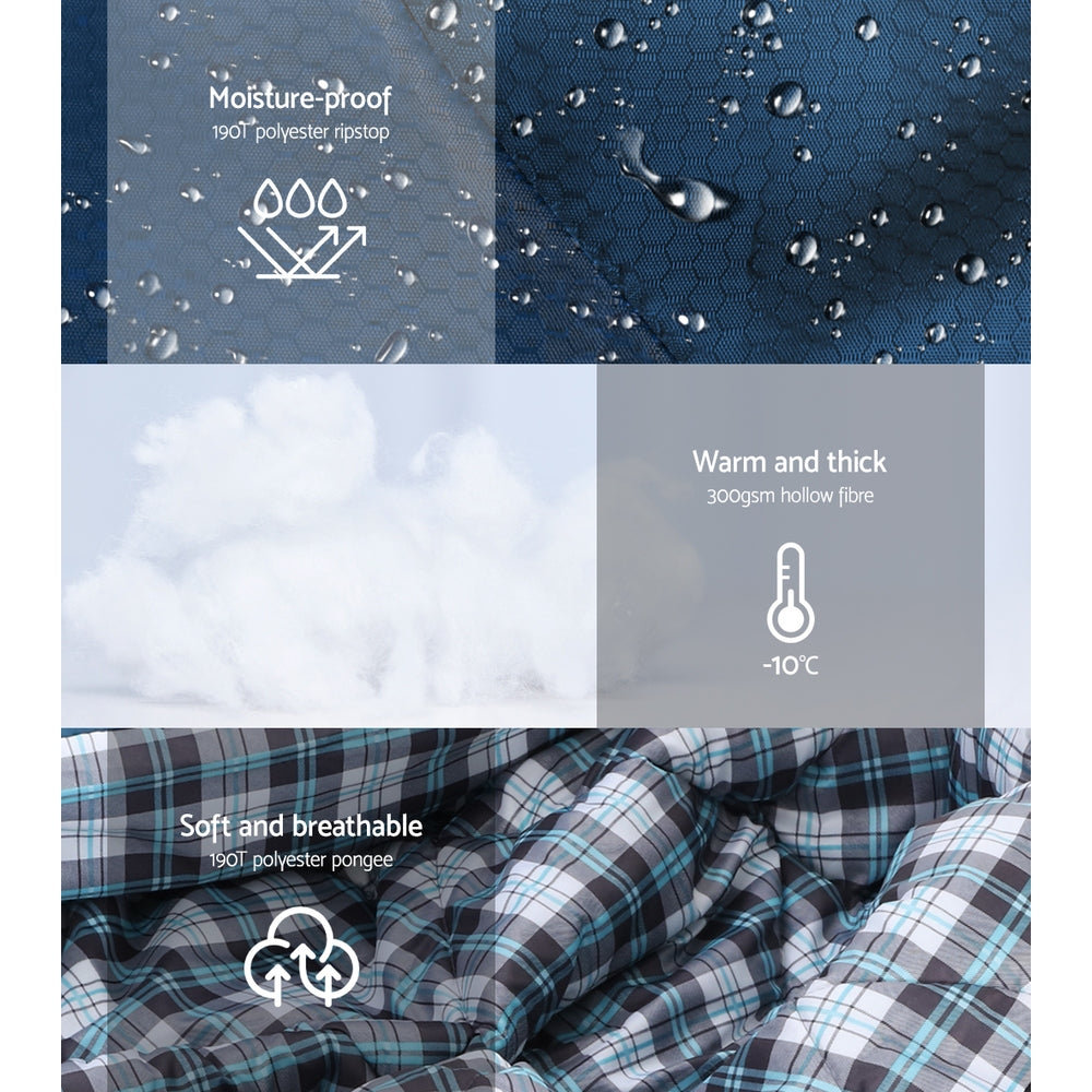 Weisshorn Sleeping Bag Double Pillow Blue -10C