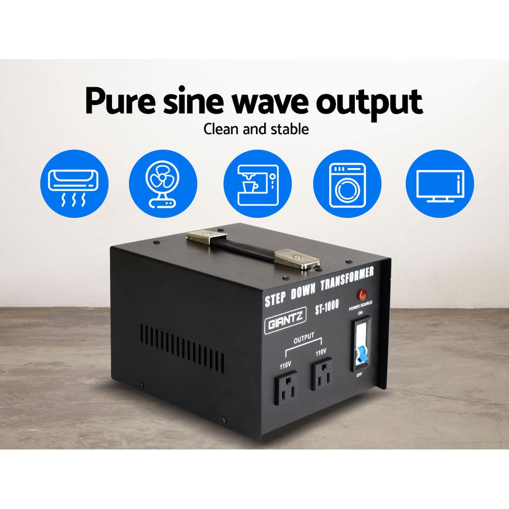 Giantz Step Down Transformer 1000W 240V TO 110V Stepdown Voltage Converter AU-US - RV Online