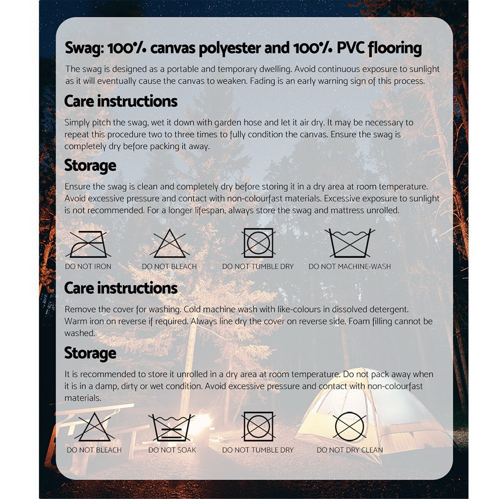 Weisshorn King Single Swag Grey