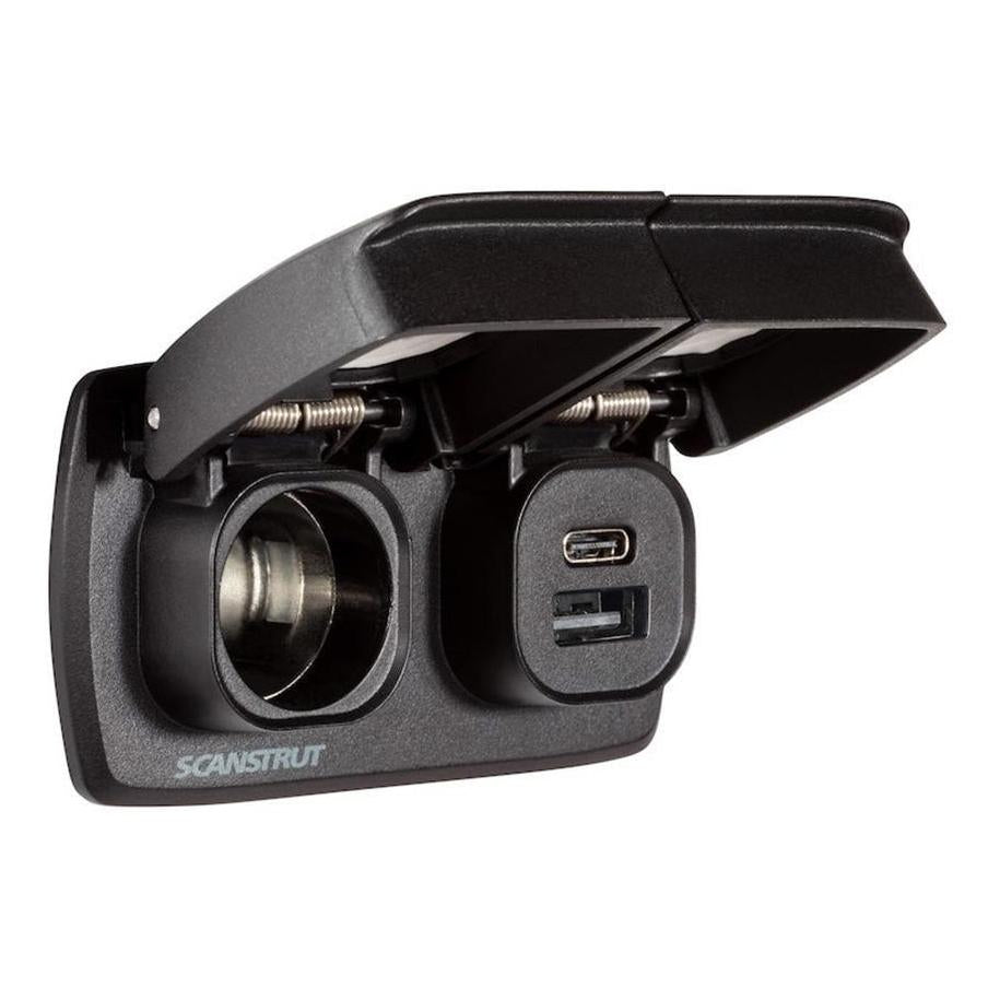 Scanstrut 12V Flip Pro Power Socket and Dual USB/USB-C Charger Socket