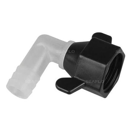Seaflo 1/2" -14 FNPT x 1/2" 90° Hose Barb Pump Fitting