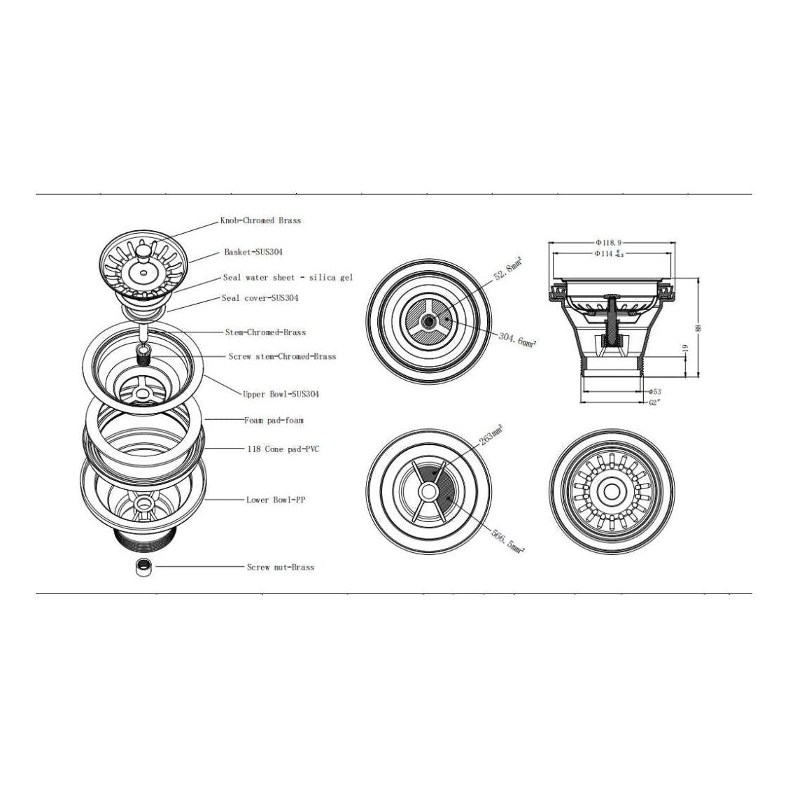 Sink Basin Waste Drain Strainer French Gold