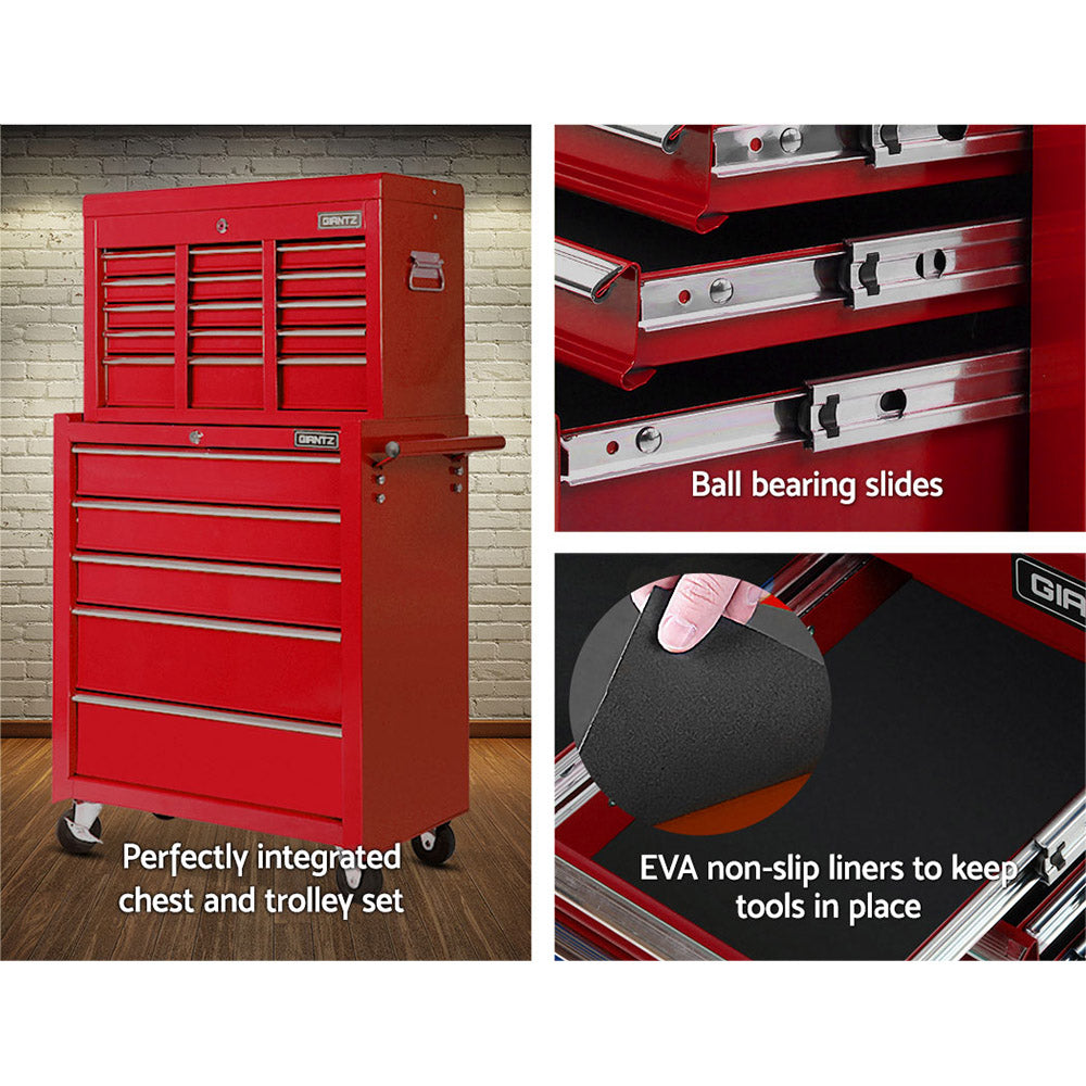 Giantz 14 Drawer Toolbox Cabinet Chest Red