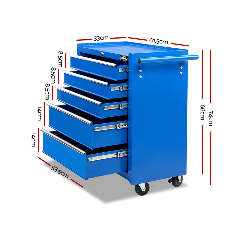 Giantz 5 Drawer Toolbox Cabinet Chest Trolley Blue - RV Online