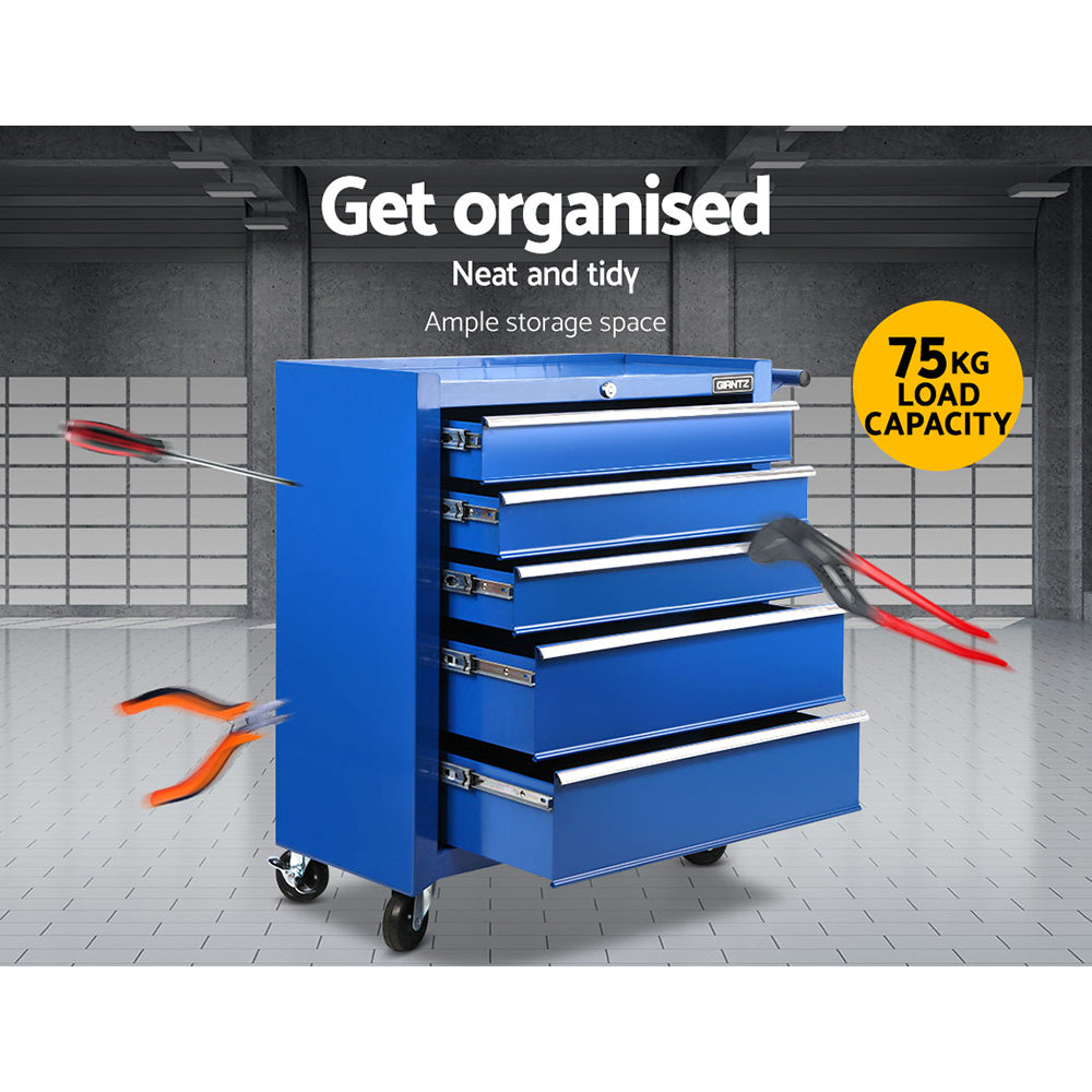 Giantz 5 Drawer Toolbox Cabinet Chest Trolley Blue - RV Online