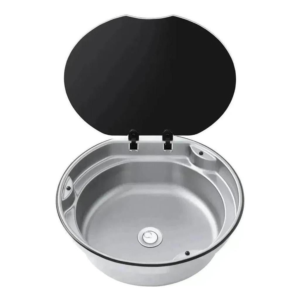 Thetford Round Bowl Sink with Glass Lid (Sink Drainer not included)