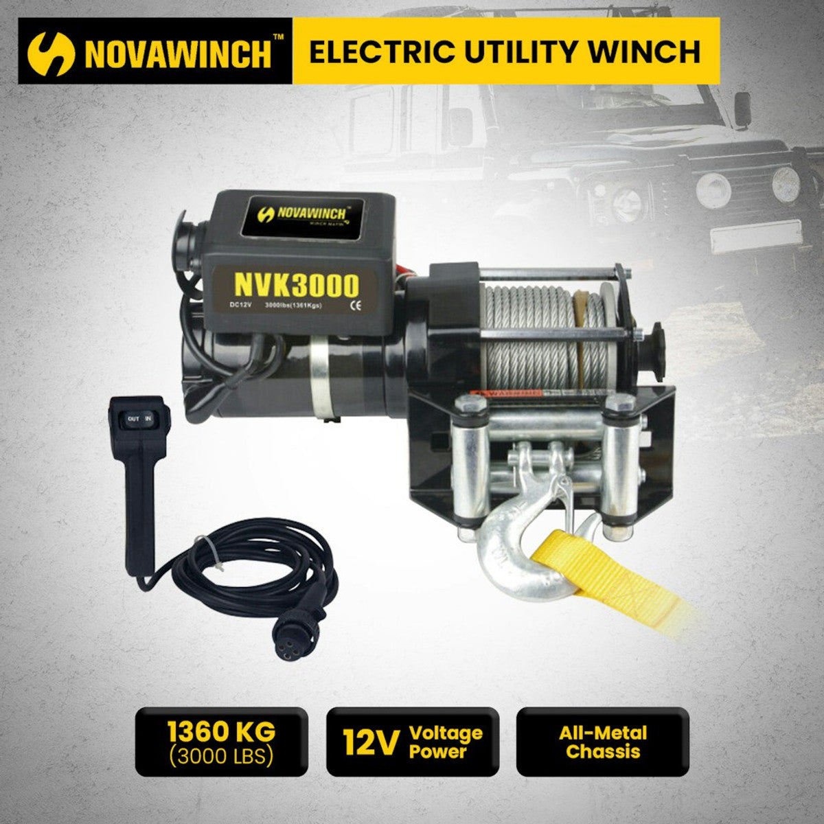 Novawinch 3000LBS 12V Electric Winch