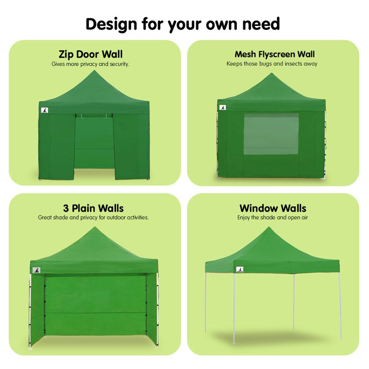 Wallaroo Gazebo Tent Marquee 3x3 Green