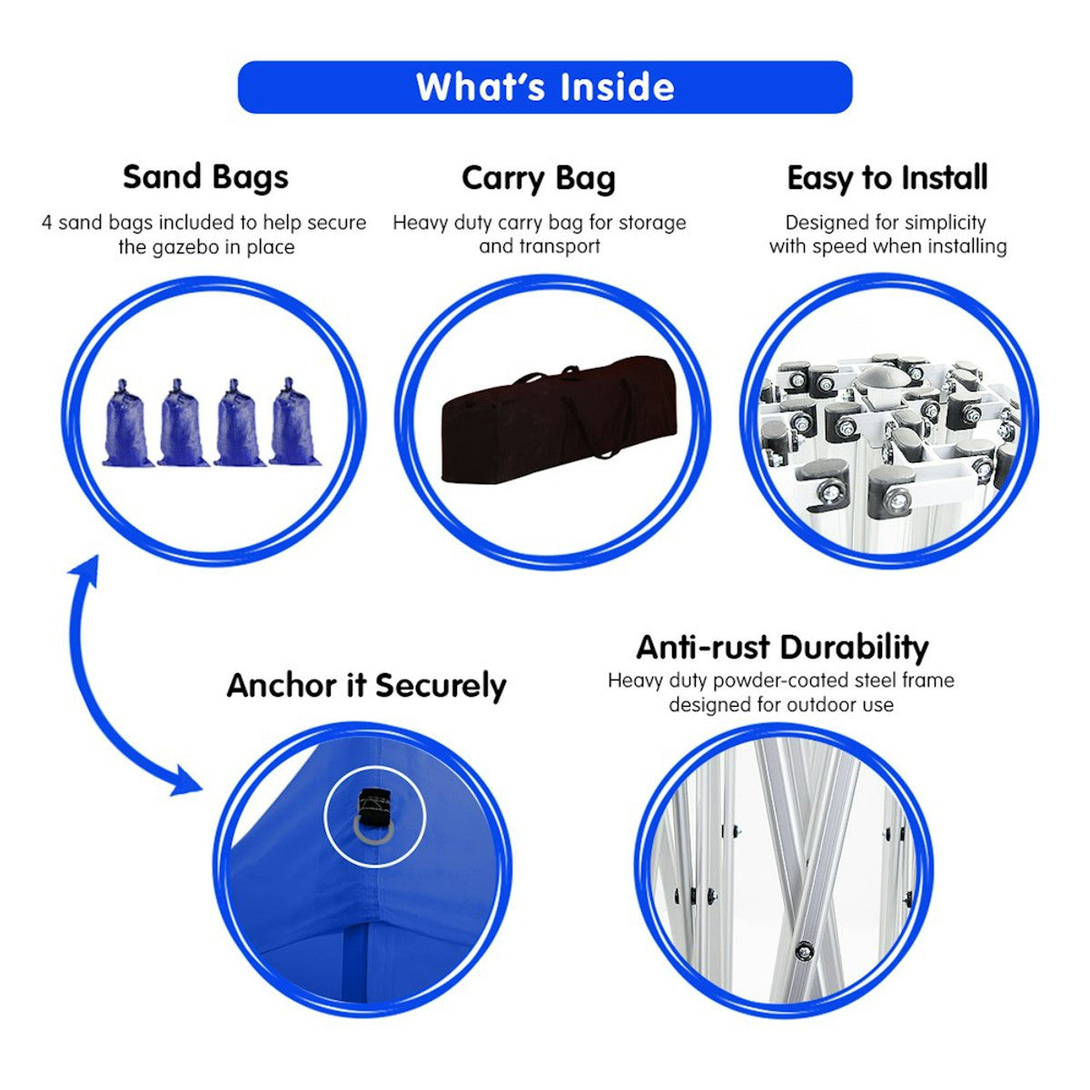 Wallaroo Gazebo Tent Marquee 3x3 Blue