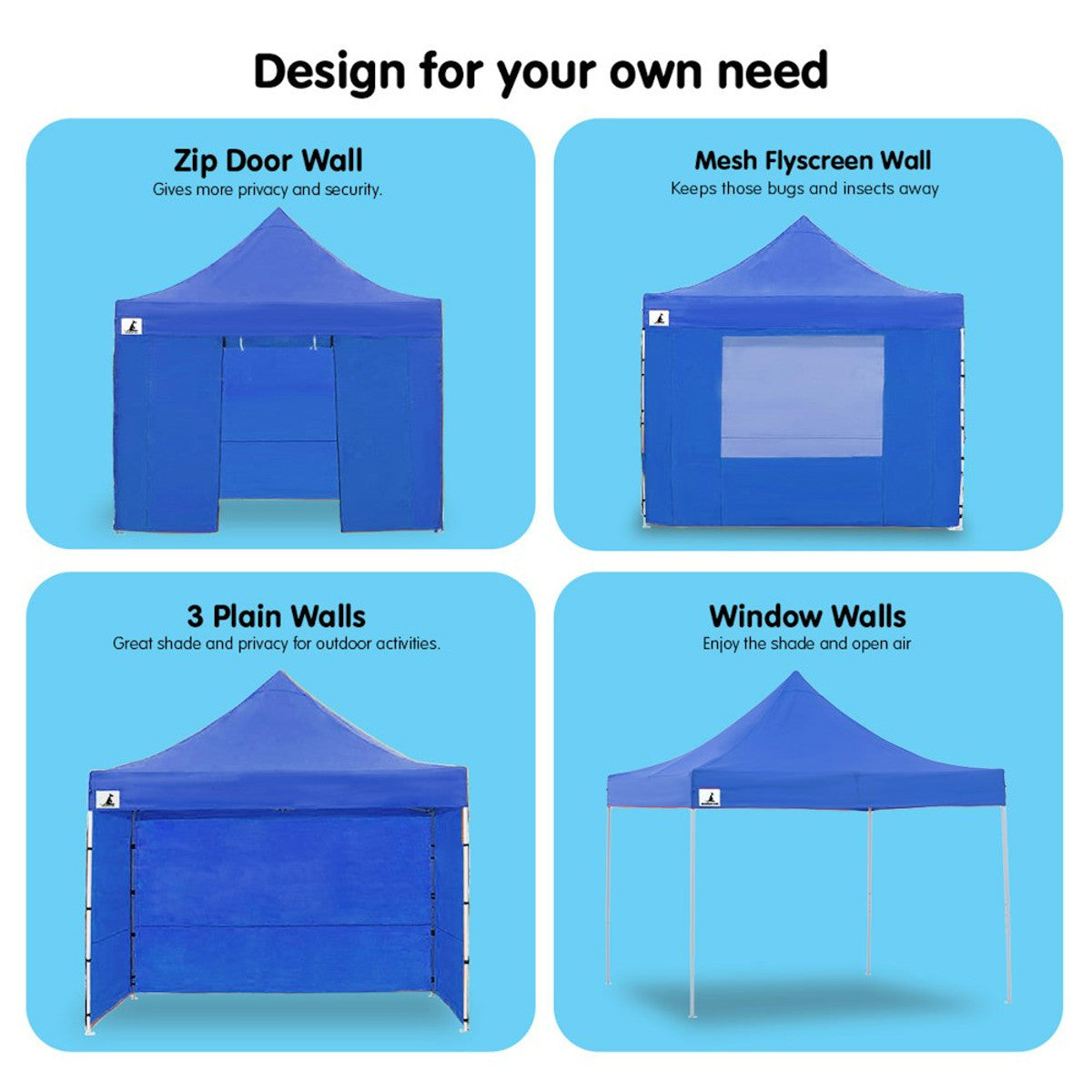 Wallaroo Gazebo Tent Marquee 3x3 Blue