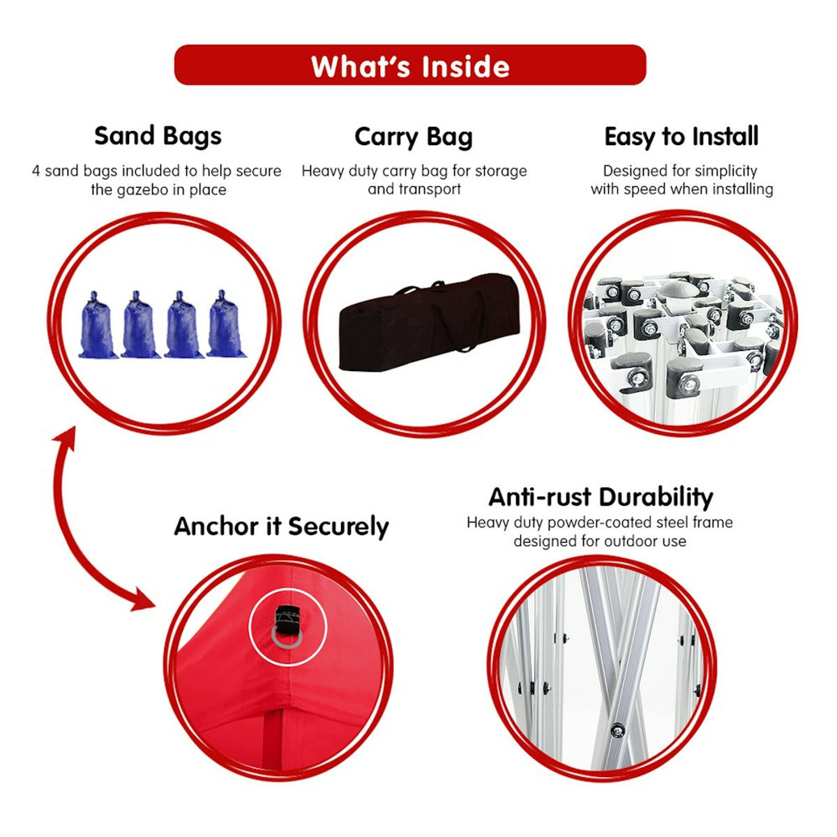 Wallaroo Gazebo Tent Marquee 3x3 Red