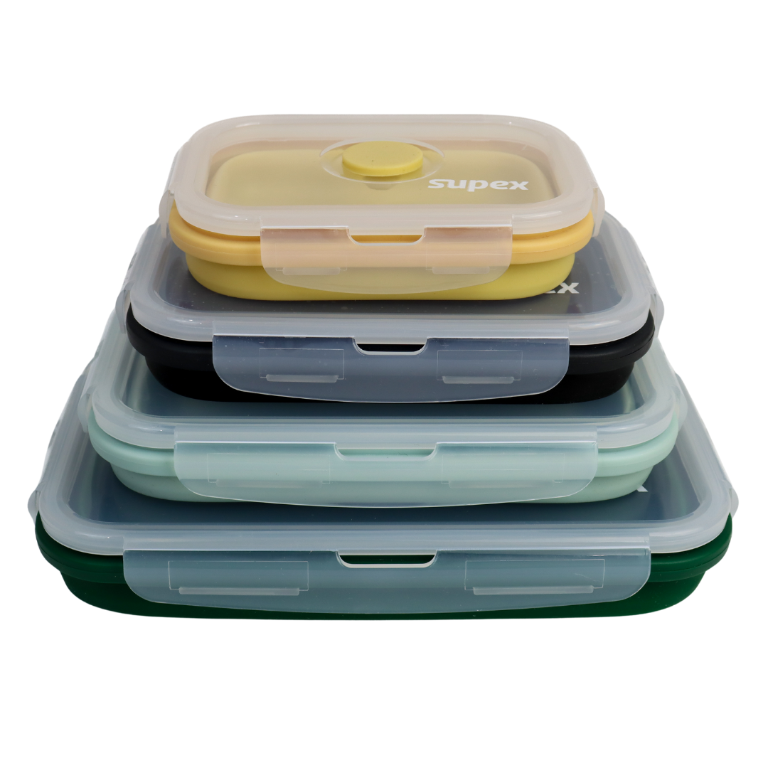 Supex Collapsible Rectangular Containers 4 Pack