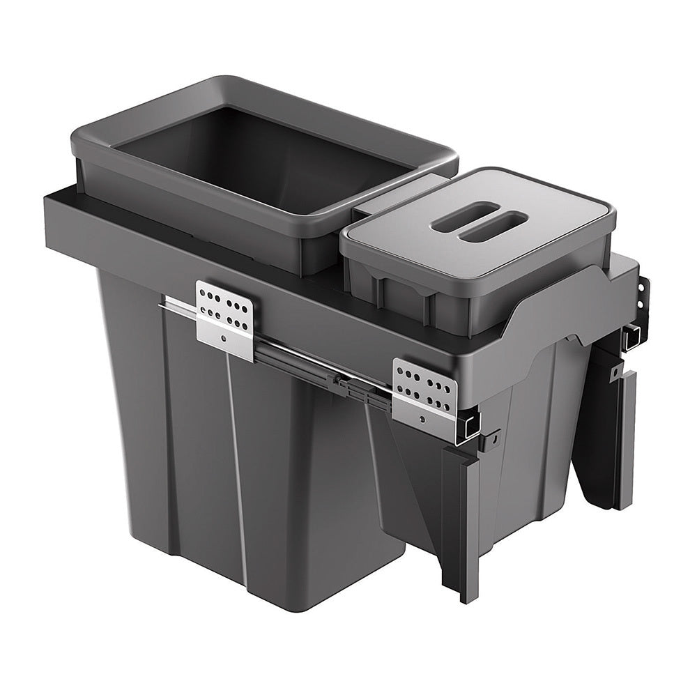 Belgique Kitchen Pull Out Dual Bin 18L + 6L Black