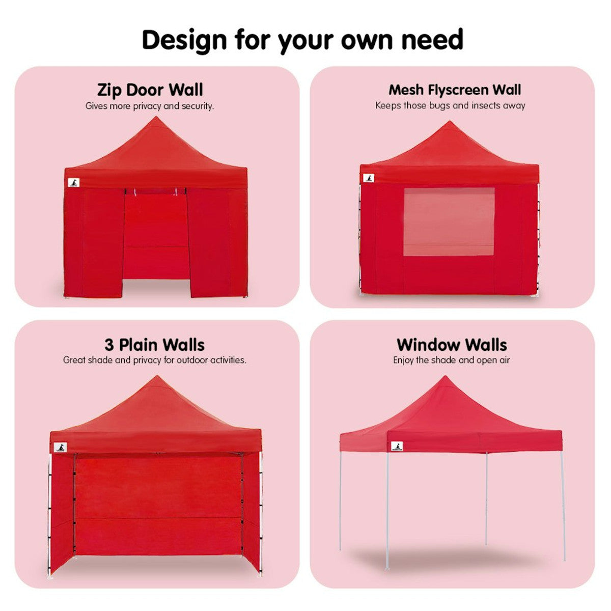 Wallaroo Gazebo Tent Marquee 3x3 Red