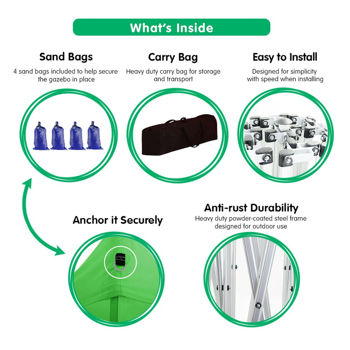 Wallaroo Gazebo Tent Marquee 3x3 Green